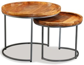 Mesa de apoio 2 pcs madeira de mangueira maciça