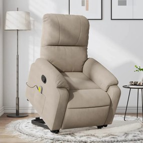 vidaXL Poltrona de massagens reclinável microfibra cinza-acastanhado