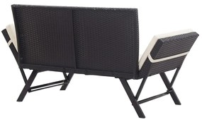 Banco de jardim c/ almofadões 176 cm vime PE preto