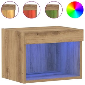 Armário de Parede vidaXL com Luzes LED Carvalho Artesanal 40x30x30 cm