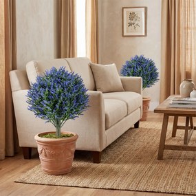 Conjunto de 2 árvores artificiais de lavanda realistas com estacas de 60 cm para interior (VASOS NÃO INCLUIDOS), exterior, alpendre, jardim e pátio