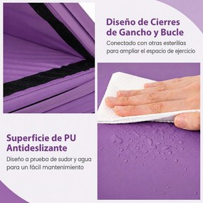 Colchão de Ginástica Dobrável, 240 x 120 x 5 cm, Superfície Antiderrapante, Roxo