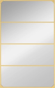 HOMCOM Espelho de parede retangular estilo verrière, estilo industrial, horizontal ou vertical com 4 ganchos, em metal dourado 109 x 69 cm | Aosom Portugal