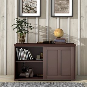 Aparador Buffet com Portas de Correr Armário Multiusos de Madeira 106,5 x 33 x 60 cm Castanho