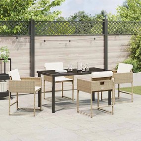 Conjunto de Jantar para o Jardim com 5 Peças da e Almofadas Bege em Ra