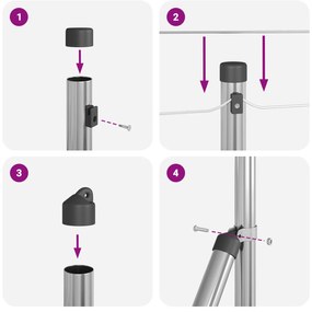 Cerca de Cadeia com 7 Postes Flangeados 1x10 m Aço Galvanizado