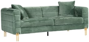 Sofá LARIOS, 3 lugares, 208 x 84 x 71 cm tecido corduroy verde light