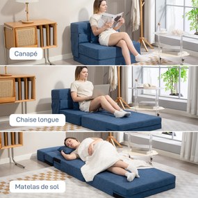 Poltrona convertível de 1 lugar, poltrona-cama dobrável, almofada incluída, para convidados, sala de estar, espaços pequenos, capacidade de 120 kg, az