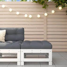 vidaXL Apoio de pés p/ jardim c/ almofadão pinho maciço branco