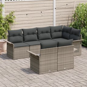 Conjunto de Sofá de Jardim vidaXL de 7 Peças com Almofadas Cinza Ratta