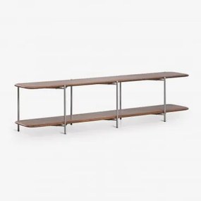 Móvel Tv 180x40 Cm Em Madeira De Manga E Aço Inoxidável Vimara Madeira De Cabo Escuro - Sklum