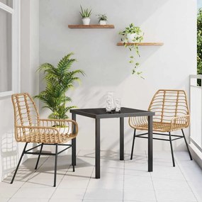 vidaXL Conjunto de Jantar de Jardim com 3 Peças de Poliéster Marrom
