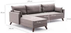 Sofá de Canto Bella – Castanho – 275x85x81 cm