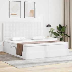 vidaXL Cama com arrumação e colchão Branco Puro 200 x 200 cm