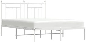 Estrutura de cama com cabeceira 150x200 cm metal branco