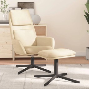 3097807 vidaXL Cadeira de descanso com banco veludo branco nata