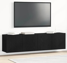 vidaXL Armários de TV 2 peças carvalho preto 160x30x41 cm madeira projetada