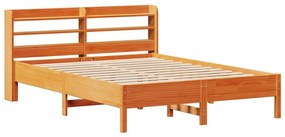 Cama sem colchão 140x190 cm pinho maciço castanho-mel