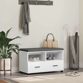 vidaXL Banco de Hall com almofada com gaveta Branco 80 x 38 x 46 cm