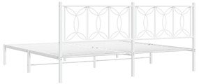 Estrutura de cama com cabeceira 200x200 cm metal branco