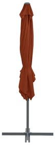 Guarda-sol jardim cantilever c/ poste aço 250x250 cm terracotta
