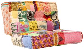 vidaXL Pufe 100x100x20 cm tecido de retalhos