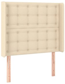 Cama box spring c/ colchão e LED 90x190 cm tecido cor creme