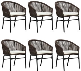 7 pcs conjunto de jantar para jardim castanho