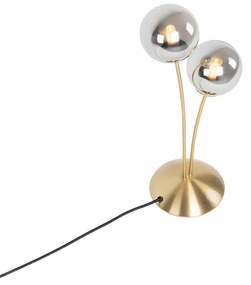 Candeeiro de mesa moderno dourado 2 luzes com vidro fumê - Athens