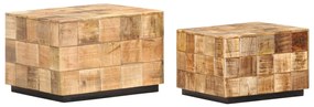 Mesas de centro 2 pcs c/ design blocos madeira mangueira áspera