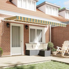 Toldo Retrátil Verde e Amarelo e Branco