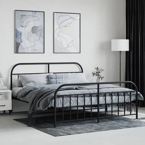 Estrutura de cama com cabeceira e pés 180x200 cm metal preto