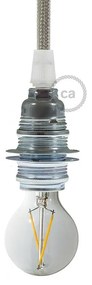 Double ferrule metal E14 lamp holder kit for lampshade - Conical / Silver