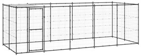 Canil de exterior com telhado 12,1 m² aço