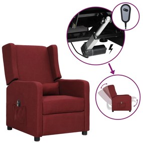 vidaXL Poltrona elétrica reclinável tecido vermelho tinto