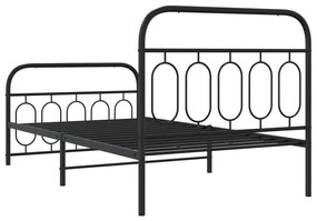Estrutura de cama com cabeceira e pés 100x200 cm metal preto