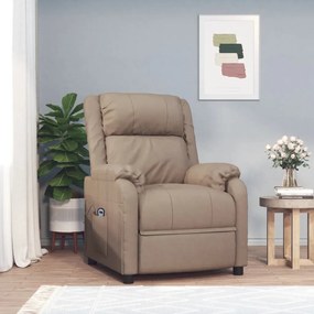 vidaXL Poltrona reclinável elétrica couro artificial cor cappuccino