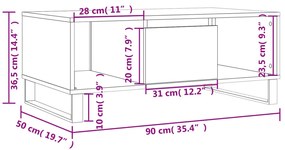 Mesa de centro 90x50x36,5 cm derivados madeira cinzento sonoma