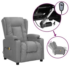 Poltrona de massagens elétrica couro artificial cinzento