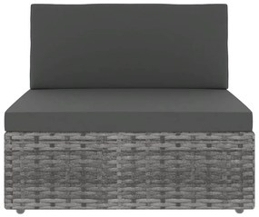 7 pcs conjunto lounge de jardim c/ almofadões vime PE cinzento