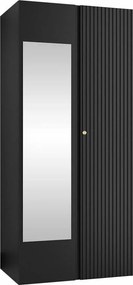 Roupeiro Hartford 397, Preto, 186x74x44cm, 54 kg, Portas de roupeiro: Com dobradiças, Número de prateleiras: 2, Número de prateleiras: 2