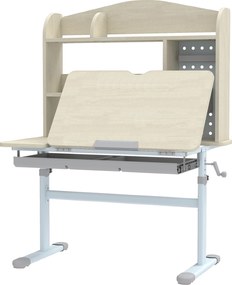 Secretária para crianças, secretária de estudo com altura regulável e tampo inclinável, 80 x 51 x 108,5-130,5 cm, natural
