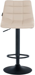 Banco de bar Jerry em couro sintético com estrutura preta 87-108,5 x 43 x 46,5 cm Creme