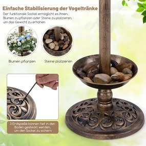 Bebedoro para aves com luz solar para jardim Ø43 x 76 cm bronze