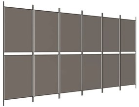 Divisória/biombo com 6 painéis 300x220 cm tecido antracite