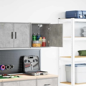 Armário de parede garagem concreto cinza madeira engenheirada