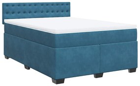 Cama com molas/colchão 140x200 cm veludo azul