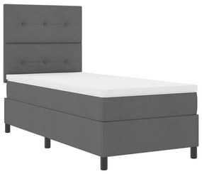 Cama Box Spring com Colchão Cinza Escuro 90x200 cm Tecido