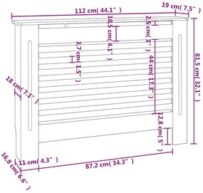 Cobertura de radiador 112x19x81,5 cm MDF preto