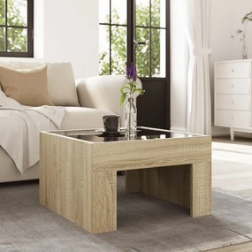 Mesa de centro luzes LED Infinity 50x50x30 cm carvalho sonoma
